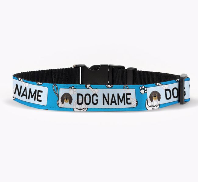 Personalised Fabric Collar with Dog Pattern and {breedFullName} Icon for {dogsName}